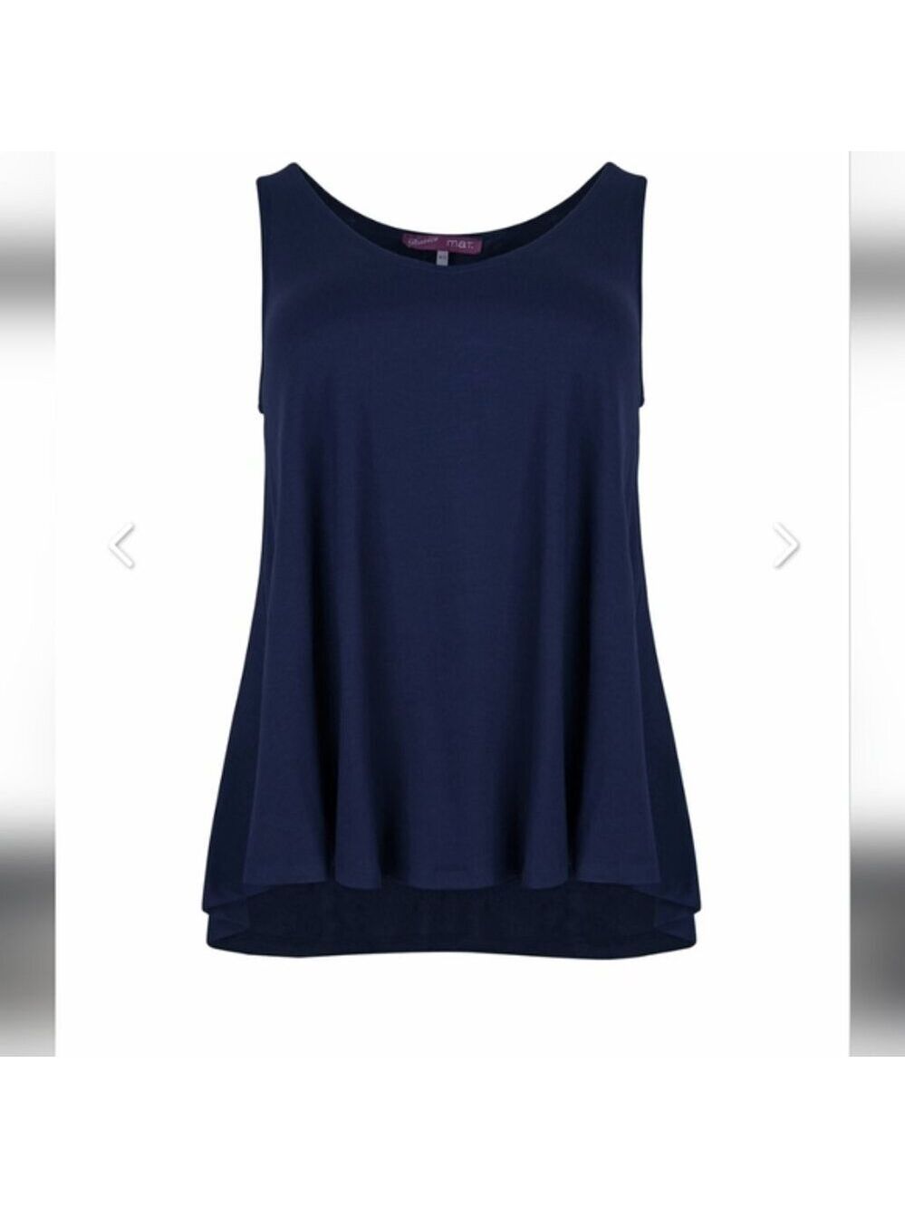 Navy Viscose curve hem V top MAT FASHION Europe Woman's OS